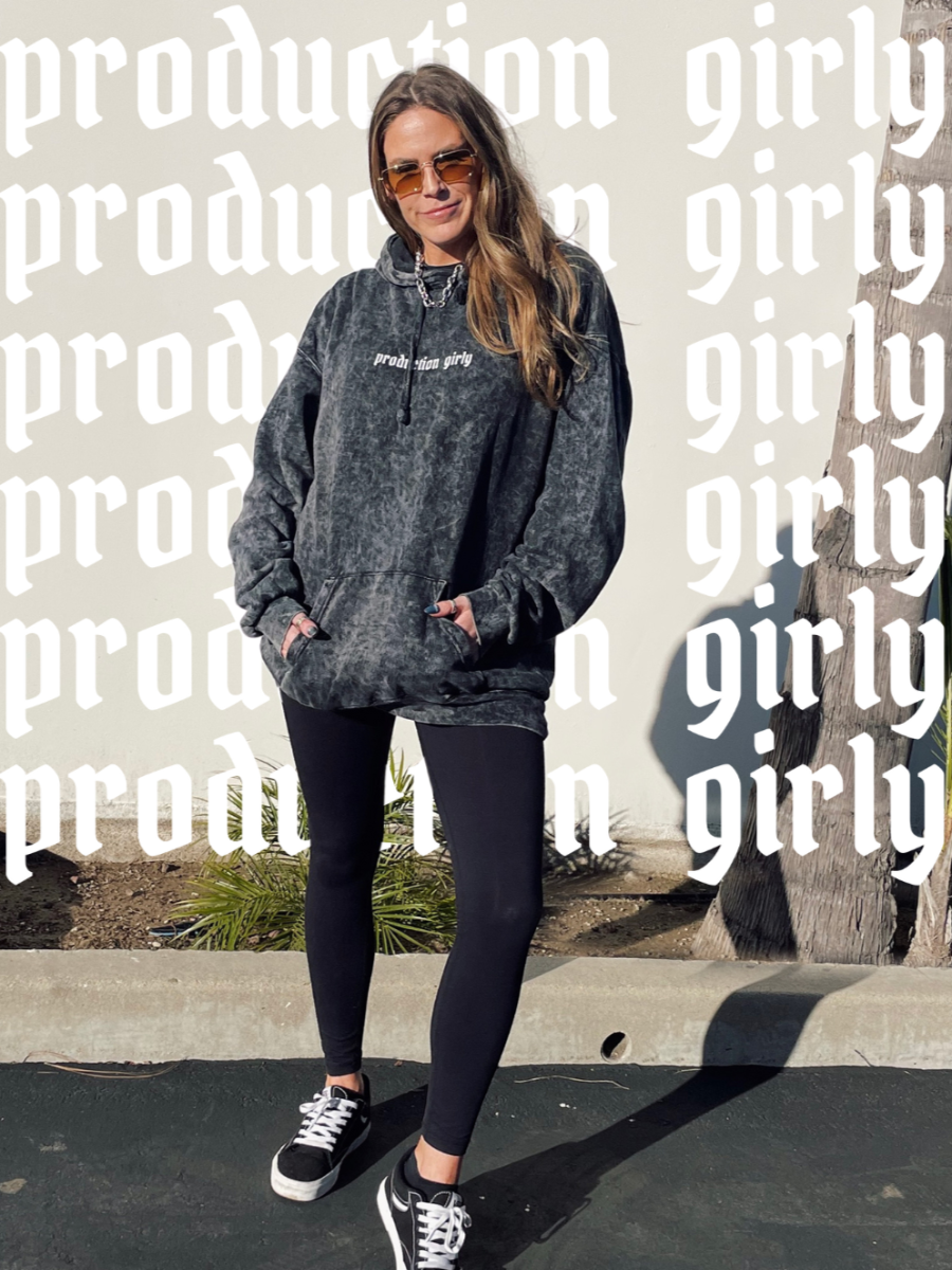Production Girly Black Mineral Wash Unisex Hoodie Gift